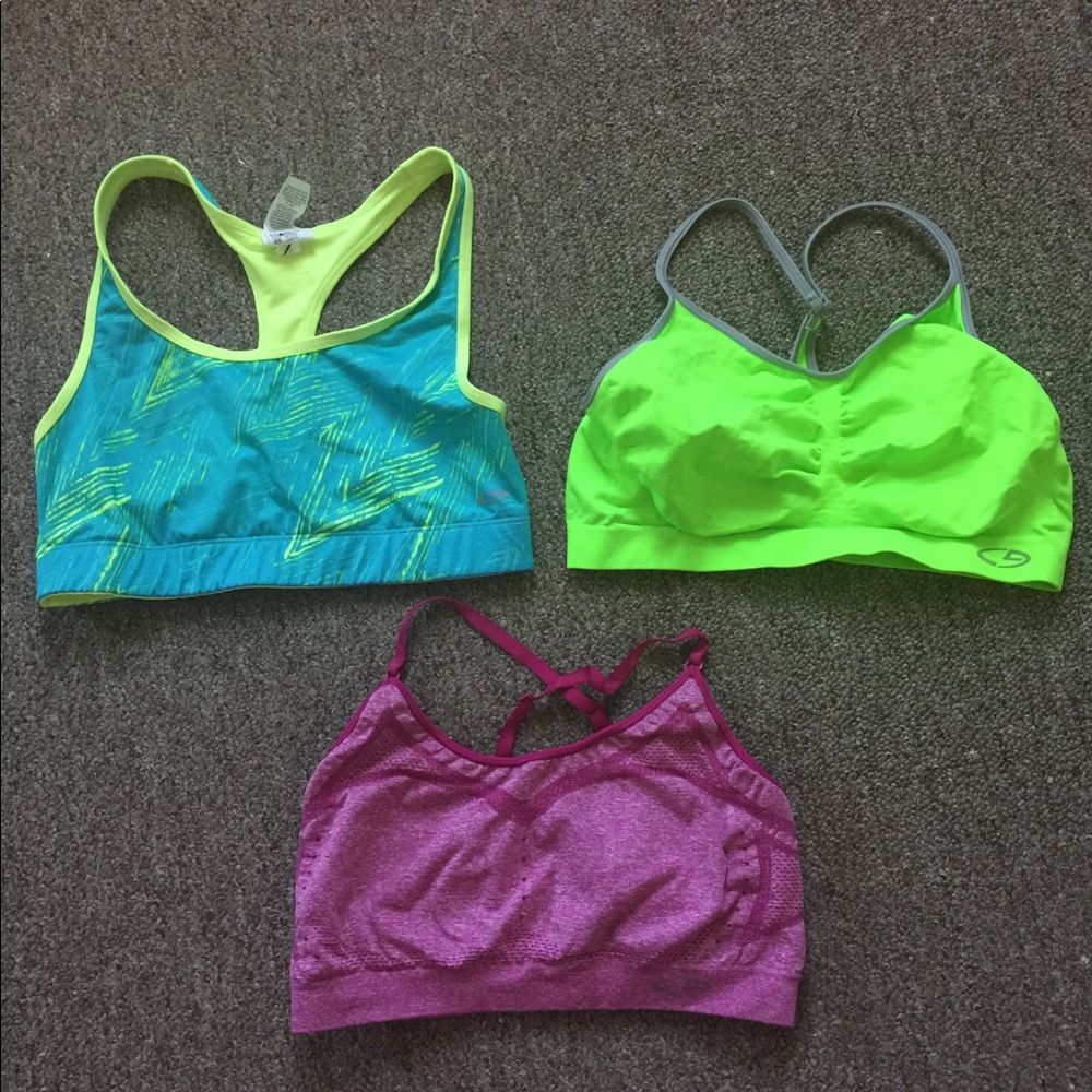 3 Sports bras. Size large for all three